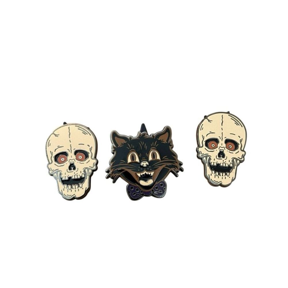 Universal Studios Halloween Horror Nights Lil Boo Pin Set Cat Skeleton Skull 3